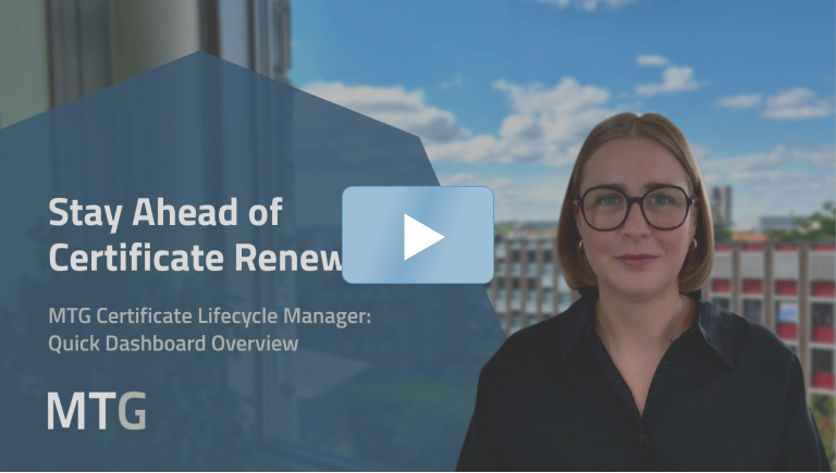 Stay Ahead of Certificate Renewald! MTG CLM: Quick Dashboard Overview (© MTG AG)