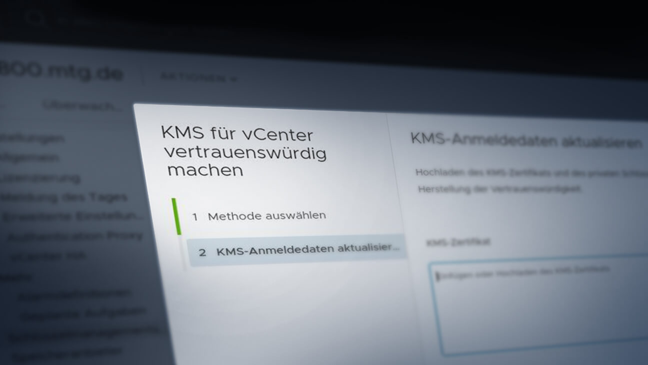 vCenter of VMware allows to connect external Key Management Systems vCenter of VMware allows to connect external Key Management Systems