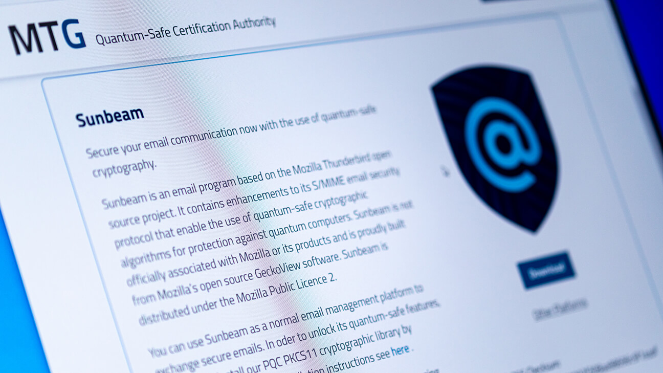 Quantum safe encryption and signing of e-mails. (© Peter Gervais) Quantum safe encryption and signing of e-mails.(© Peter Gervais)